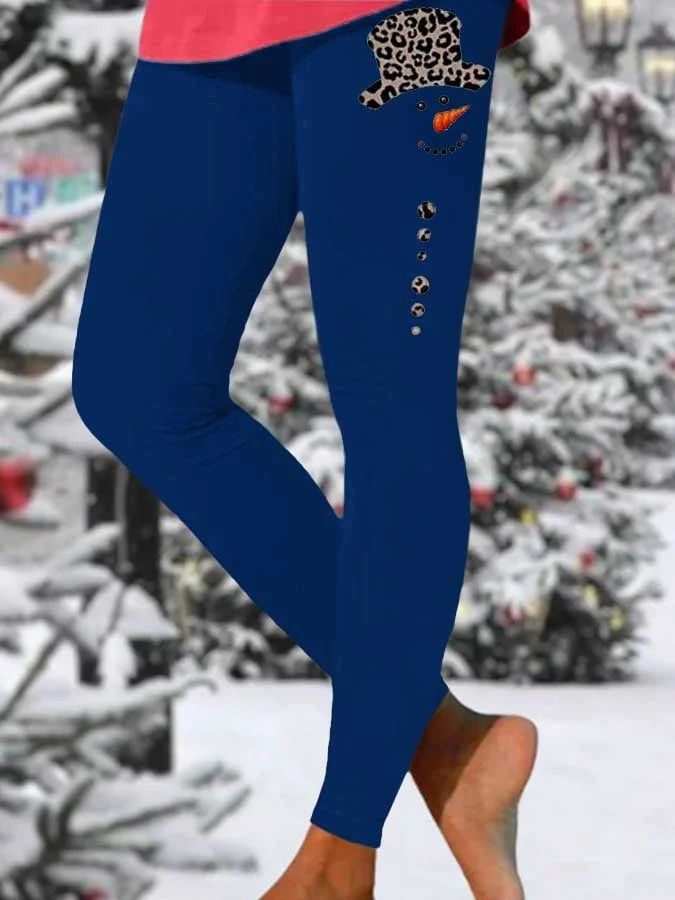 Fashion Snowman Print Leggings socialshop