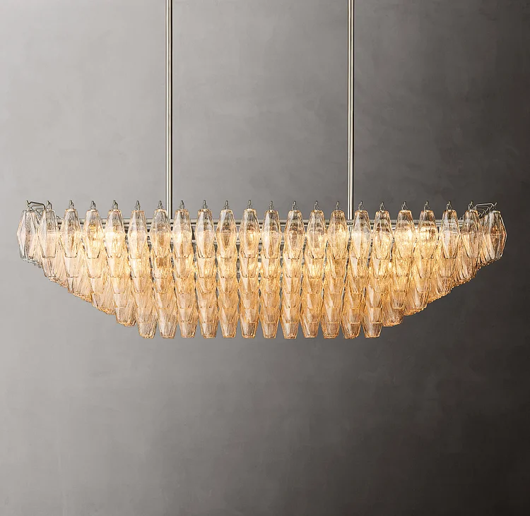 Chiaray Clear Glass Tiered Rectangular Chandelier 54"/74" Vjlight