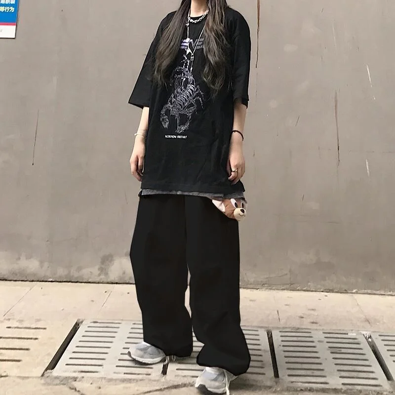 NiceMix Sweatpants Big Pockest High Waist Pants Women Loose Korean Fashion  Unisex Harajuku Korean Capris Moda Feminina