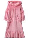 Winter Kid Girls Boy Bathrobe Flannel Pajamas Hooded Sleepwear