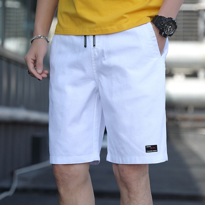 Summer Shorts Men Casual White Shorts Solid Color Elastic Waist S Male 2025 Trends Men Trousers Pure Cotton