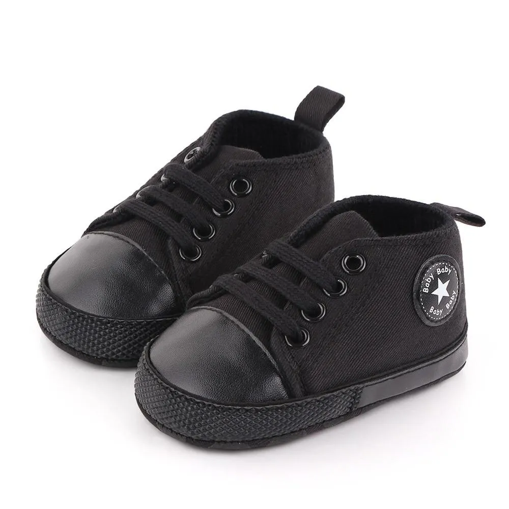 Baby Canvas Classic Sports Sneakers Newborn Baby Boys Girls Print Star First Walkers Shoes Infant Toddler Anti-slip Baby Shoes