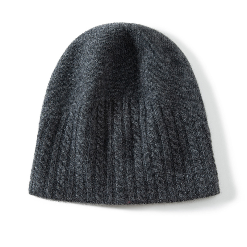 100% Cashmere Slouchy Beanie Thickened Style REAL SILK LIFE