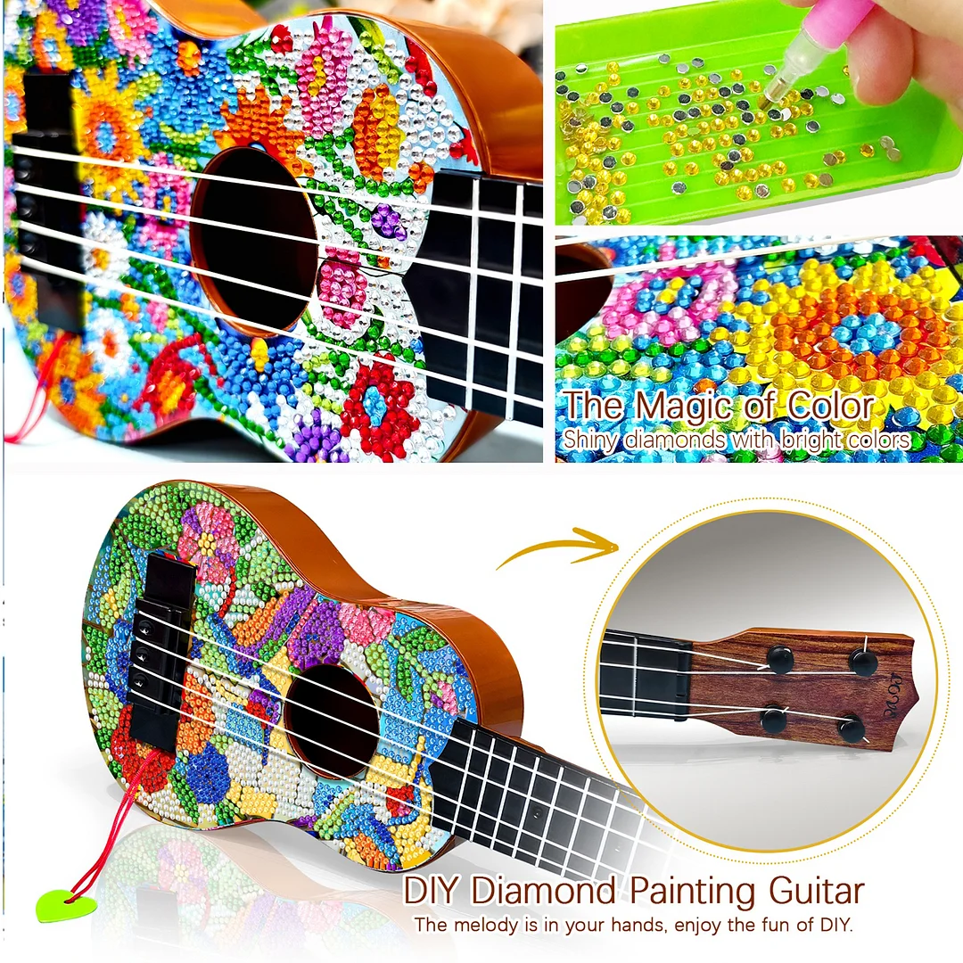 DIY Wooden Guitar Diamond Art Ornament Unique Gifts for Musicians (Hummingbird)