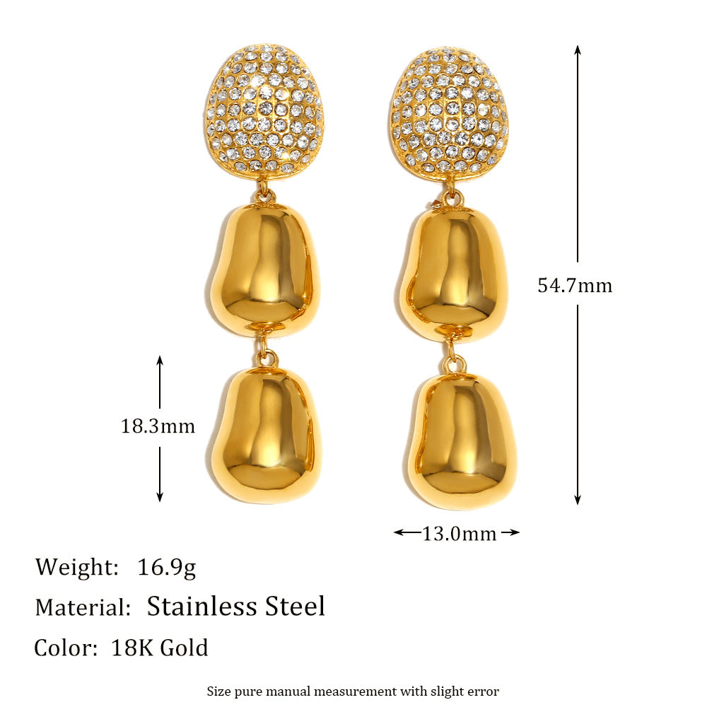 Ins Niche Simple Peanut Bow Earrings Stainless Steel 18K Gold Plated Love Ring Earrings Female