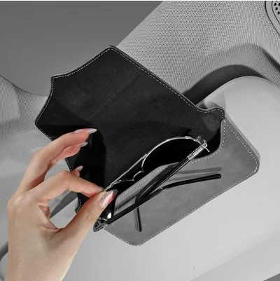 Suede Leather Car Glasses Case