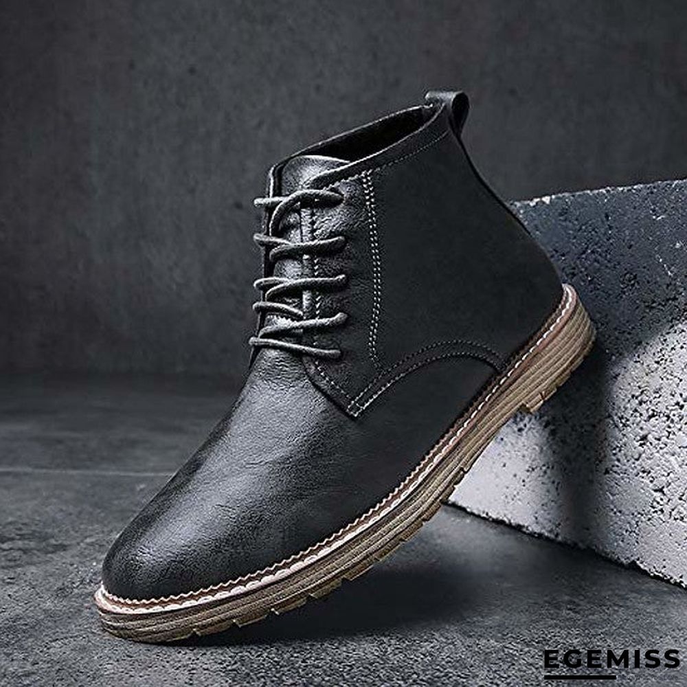 men's autumn outdoor leather lace-up high-top ankle martin boots oxford shoes | EGEMISS