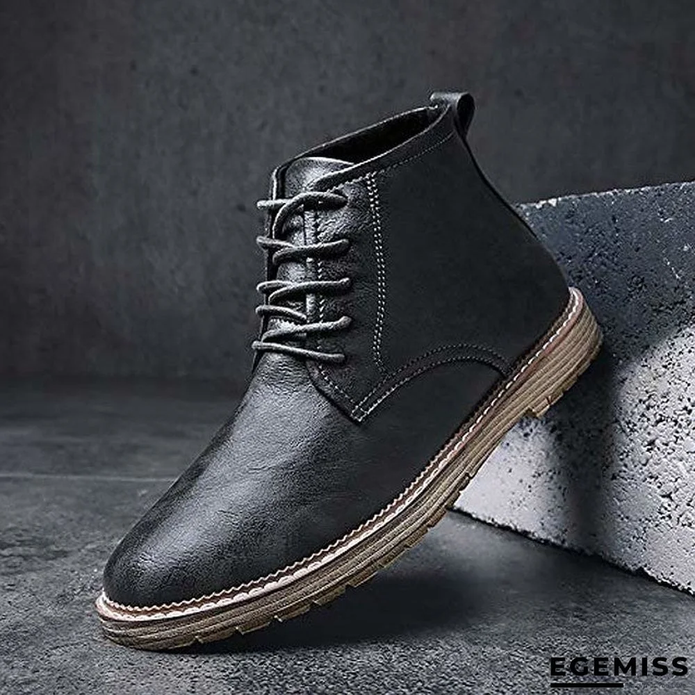 men's autumn outdoor leather lace-up high-top ankle martin boots oxford shoes | EGEMISS