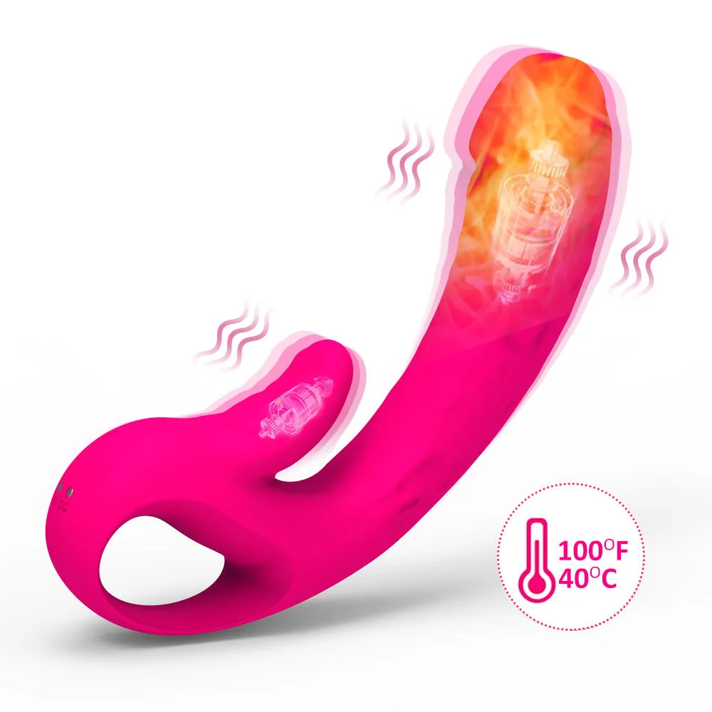 Heating Double-end Tongue-licking & Vibration Dildo Massage Stick Rosetoy Official