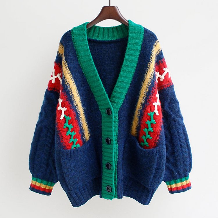 Casual Colorblock Knitted Sweater Outerwear - Modakawa Modakawa