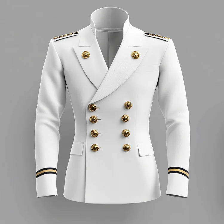 Okaywear Stand-up Lapel Collar Double Breasted Stripes Cuff Blazer Okaywear