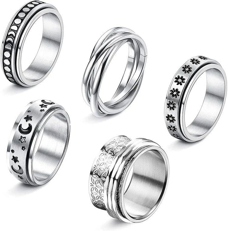 5pcs Fidget Spinner Anxiety Ring Sets