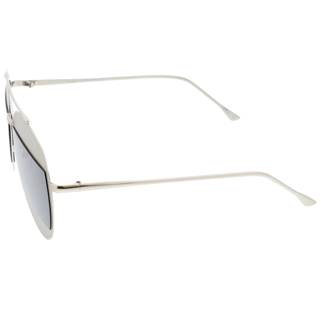 Two-Toned Metal Thin Temple Brow Bar Color Split Lens Aviator glasses 57mm