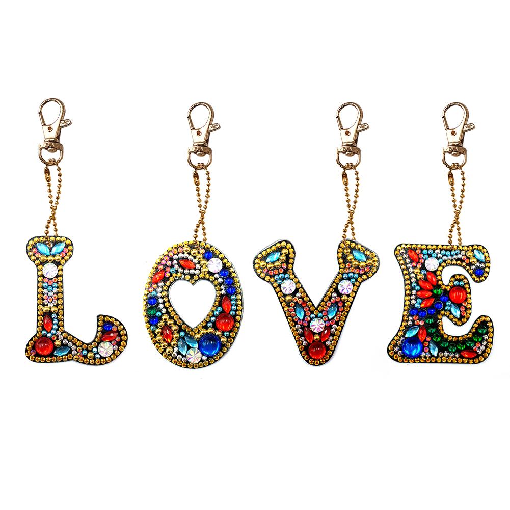 

4pcs Love-DIY Creative Diamond Keychain, 501 Original