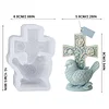 3D Rose Cross & Peace Dove Silicone Candle Moulds Decorative Crafting Tool DIY Handmade Faith Candles Moulds Reusable Sacred Rose Vine Mould for Anniversary/Religious Ceremony