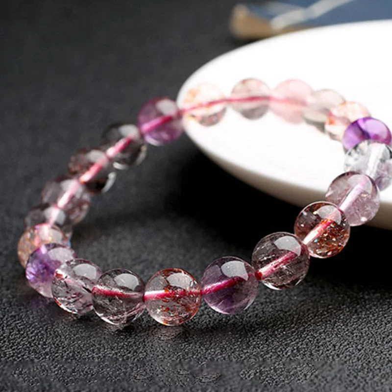 Amethyst CrystalNatural Strawberry Quartz Love Blessing Bracelet