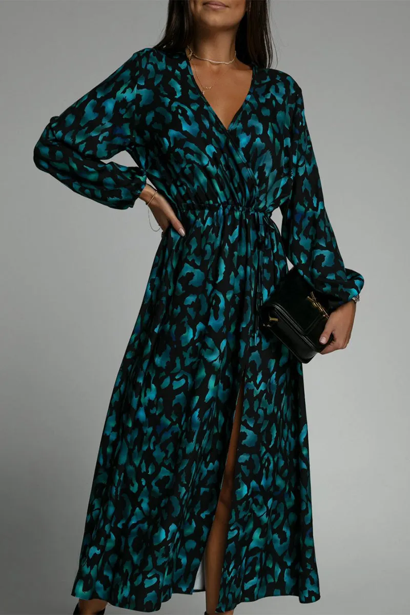 Elegant Geometric Printing V Neck A Line Dresses