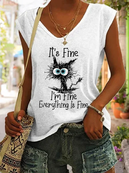I'm fine everying is fine cat tank top