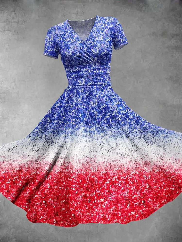 Women's American Independence Day Pattern Art Design Print Maxi Dress