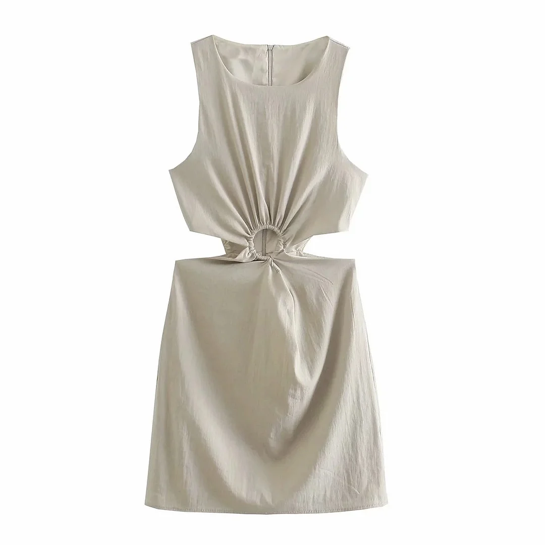 Christmas Gift Withered 2023 Summer Dress Women England Style Ins Fashion Blogger Linen O-neck Hollow Out Sexy Party Mini Dress Women Vestidos