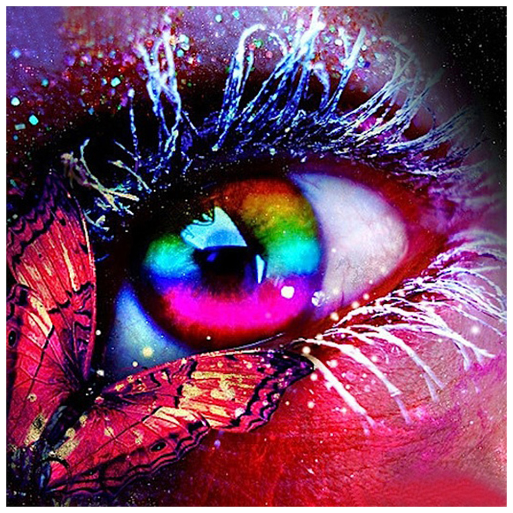 

30*30CM - Round Drill Diamond Painting - Eyes and Butterflies, 501 Original