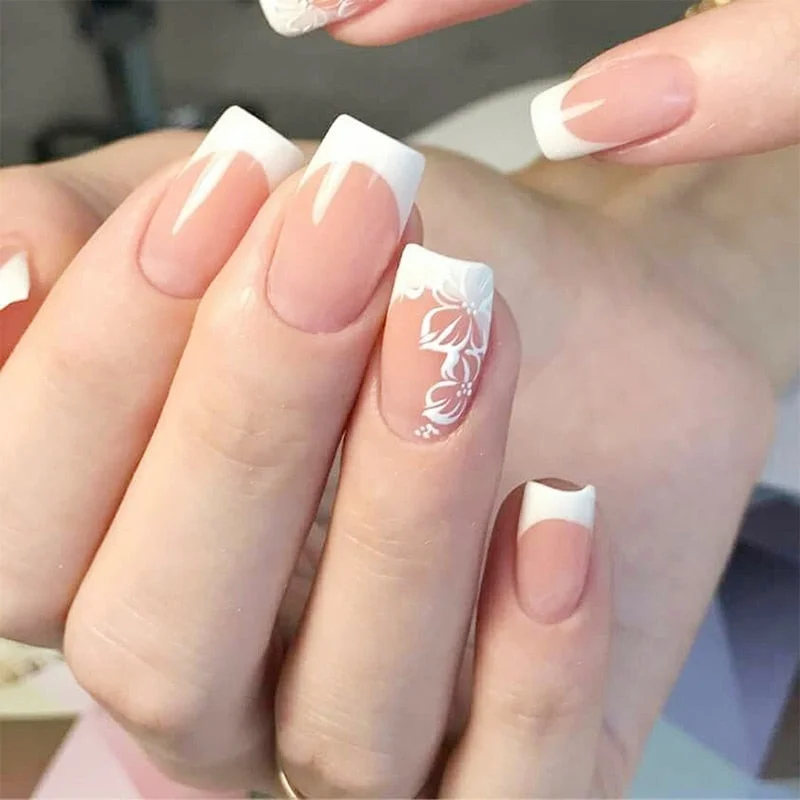 1PC Simple White Embossed Flower Lace 5D Sticker Three-dimensional Embossed Nail Art Decal Floral Butterfly Decoration