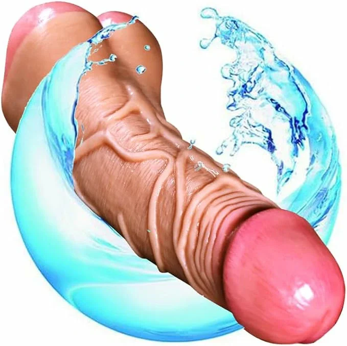 2 in 1 Realistic Dildo Male Masturbators Sleeve Extender Penis with 3D Texture Channel