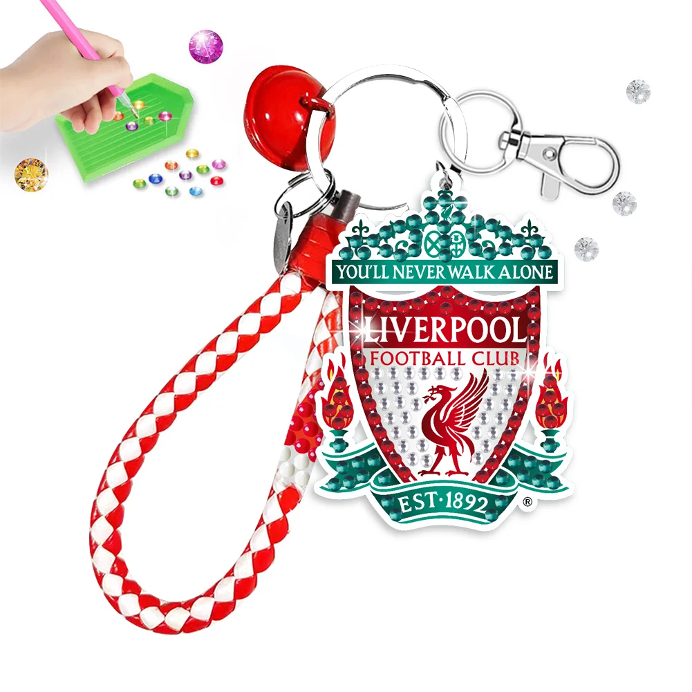 【Upgrade】DIY Liverpool F.C. Logo Double Sided Rhinestone Painting Keychain Pendant for Adult