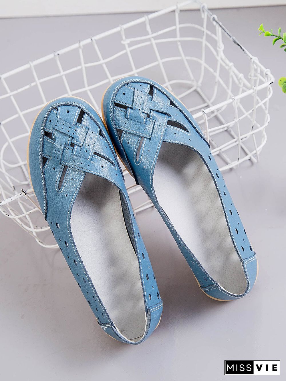 Hollow Leather Soft Sole Shoes