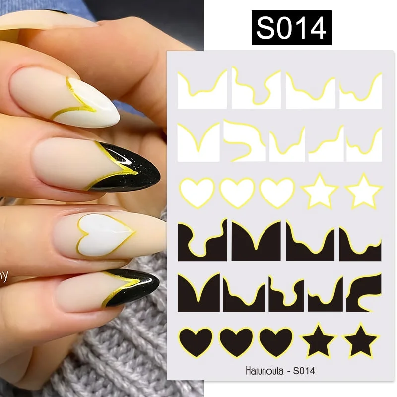 Geometric Lines Flowers Leaves 3D Nail Sticker Figure Woman Face Pattern Special Self Adhesive Nail Art Decals Manicures Sliders-Nail Inspo