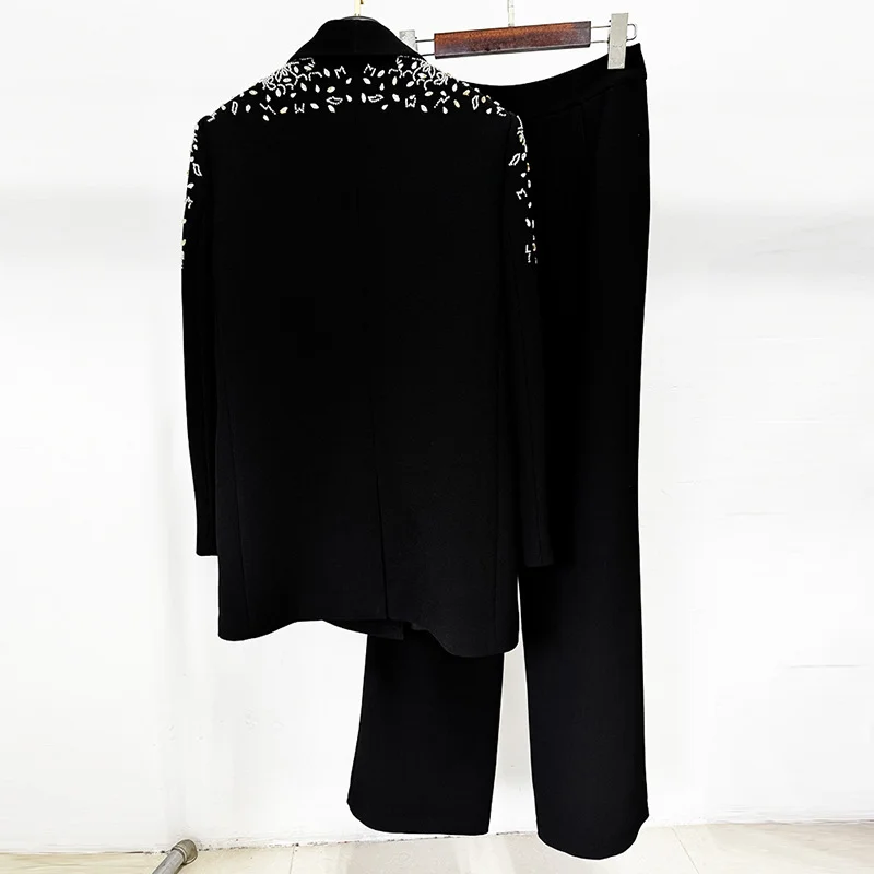 Nigikala Nigikala New Star Fashion Heavy Industry Nails And Studded Suit Jacket Trousers Set Two-Piece Set