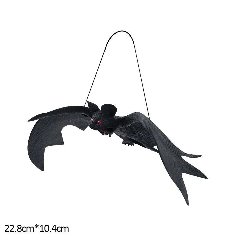 1pc Lifelike Fake Bat Halloween Hanging Decoration Haunted House Horror Props Halloween Party DIY Ornament Soft Bat Kids Toy