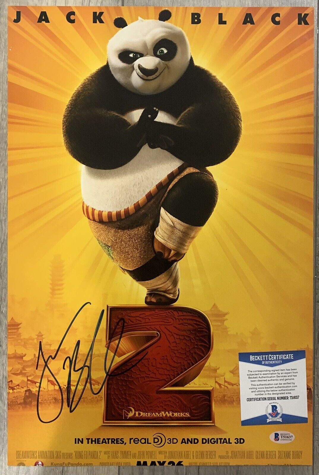 JACK BLACK SIGNED AUTOGRAPHED 12x18 Photo Poster painting BAS COA kung fu panda po