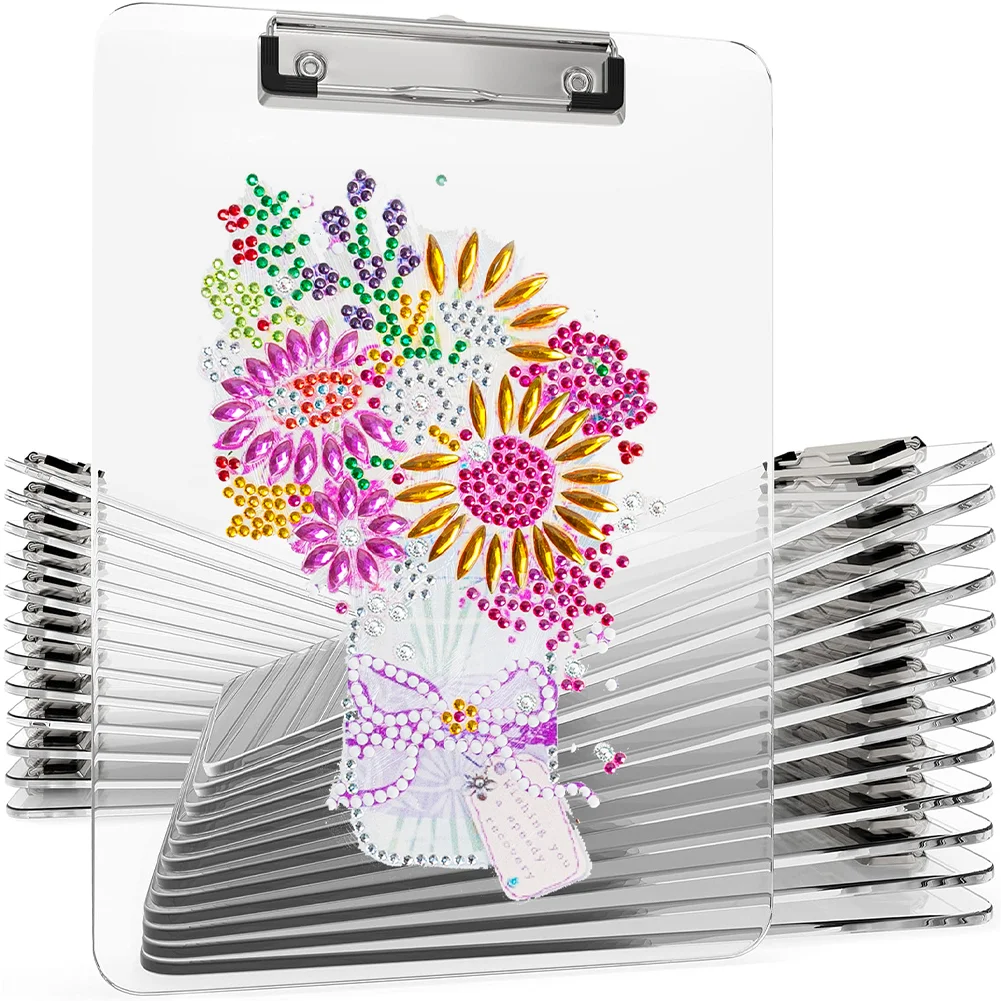 5D DIY Flower Acrylic Diamond Painting File Folder Clipboard Office Stationary