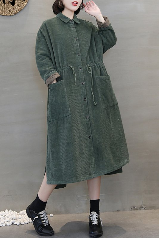 Vintage Corduroy Coat Loose Quilted Coat