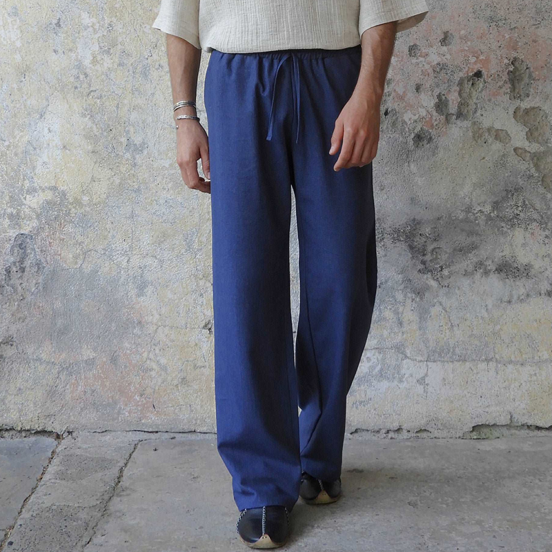 Men's Linen Blend Indigo Trousers