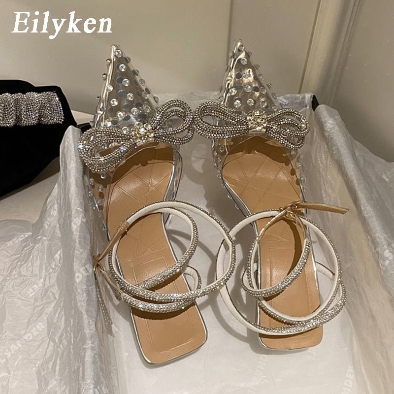 Eilyken Style Crystal Butterfly Women Pumps Jelly Office Lady Shoes Summer Slingbacks High heels Wedding Bridal Shoes