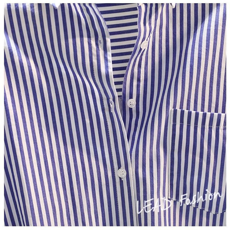 Uveng Uveng Vertical Stripe Medium Long Shirt Dress Women 2025 Spring And Autumn New Han Fan Art BF Style Casual Shirt
