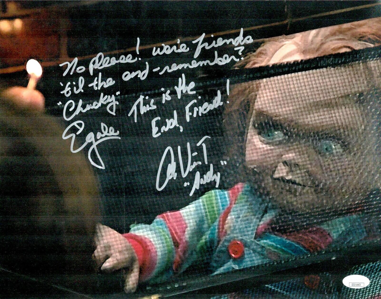 ED GALE & ALEX VINCENT Chucky Signed 11x14 Photo Poster painting Autograph Photo Poster painting CREASE Left JSA