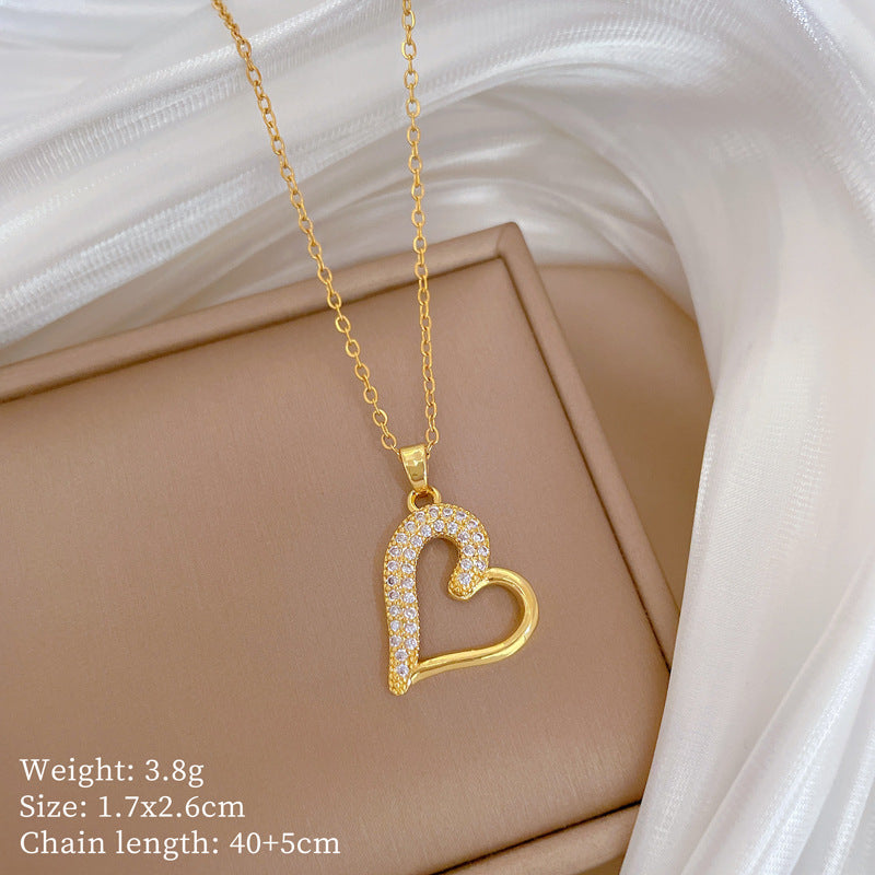 Copper Micro-Inlaid Necklace For Women Copper Micro-Inlaid Real Gold Electroplating Simple Ins Exquisite Clavicle Chain Neck Chain