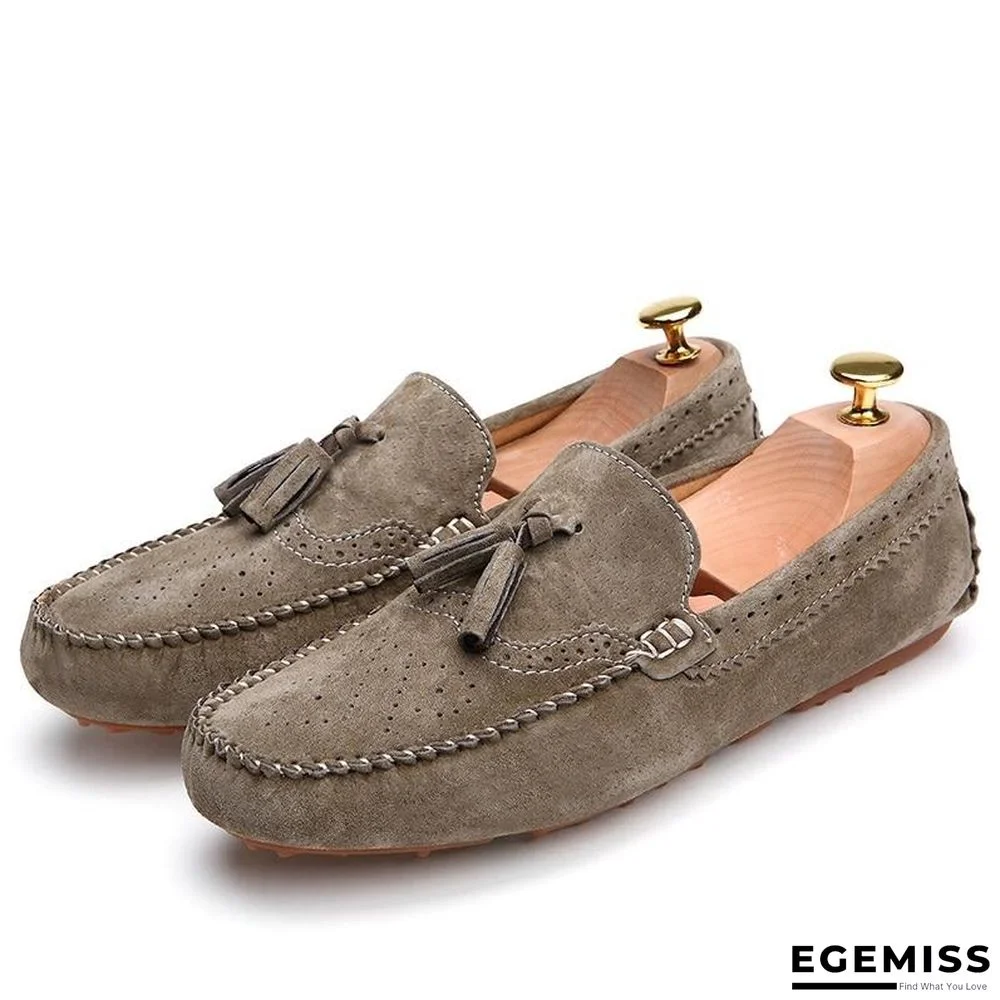 Men's Loafers Pig Suede Flats Genuine Leather Moccasins Casual Shoes | EGEMISS