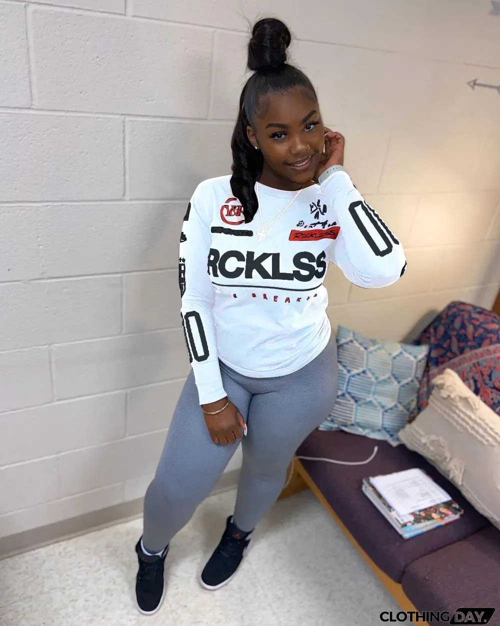 Casual Printed Long Sleeve Pullover Tops