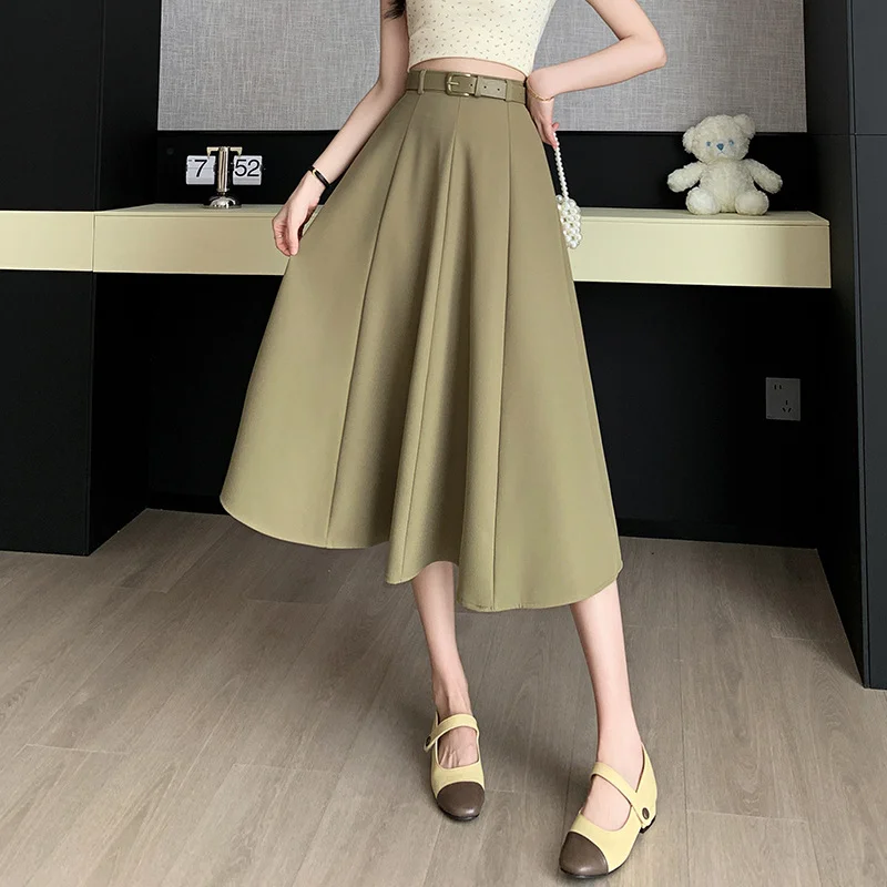 Ueong Skirt Female 2024 New High Waist Suit Skirt Splsplicing Splicing Crotch Show Thin Long Skirt