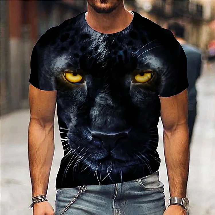 Men's Unisex T shirt Tee 3D Print Graphic Prints Animal Crew Neck Street Daily Print Short Sleeve Tops Casual Designer Big and Tall Sports Black