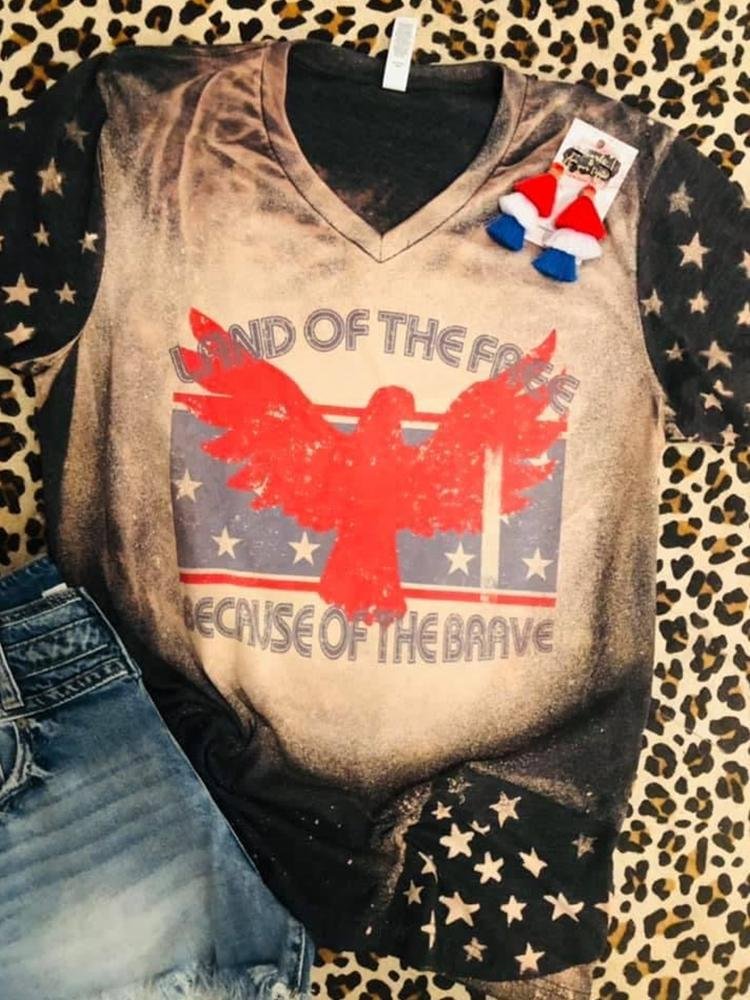 Land of the Free - V Neck Tee