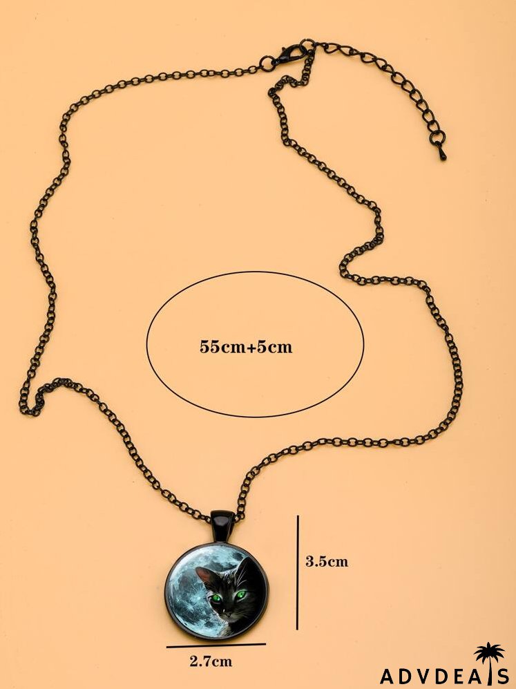 Cat Print Charm Necklace