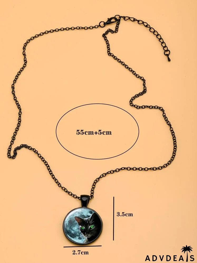 Cat Print Charm Necklace
