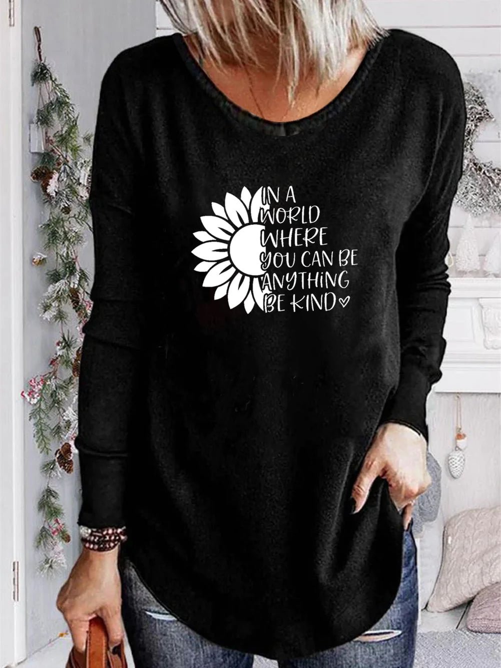 Unisex 100% Cotton Long Sleeve Crew Neck Be Kind Shirt