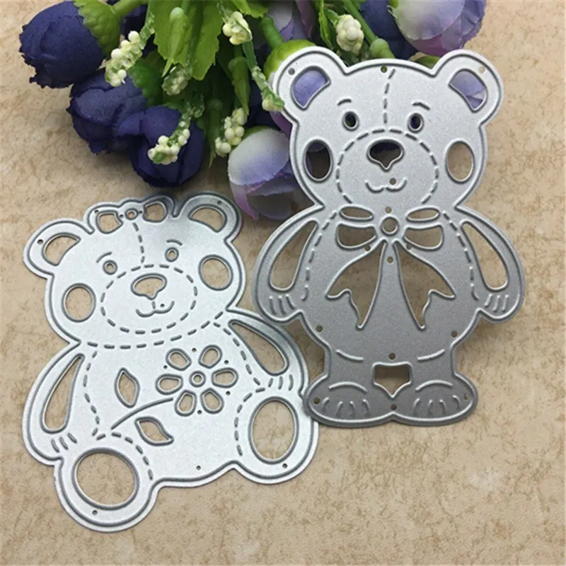 2pcs/set Lively Bear Designs Metal Cutting Dies Stencils for Scrapbooking Embossing Album Paper Card Craft