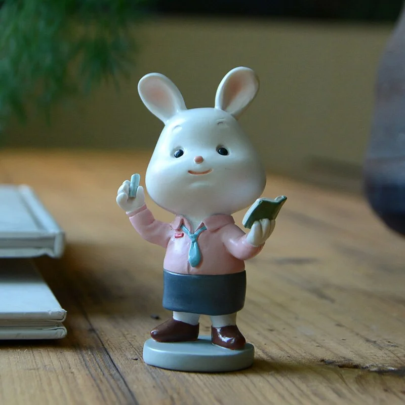 Creative Professional Bunny Ornament Rabbit Figurine Office Decoration Lovely Girl Gift Doll for Kids